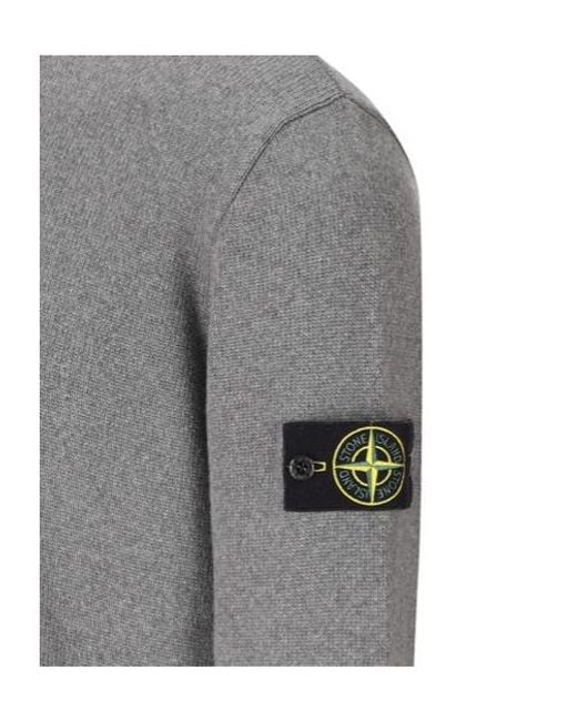 Stone Island Gray Logo Patch Crewneck Jumper for men