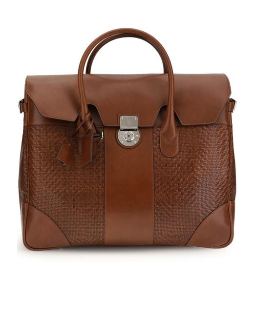 Brunello Cucinelli Brown Woven Tote Bag for men
