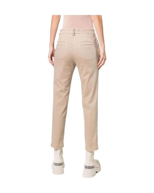 Brunello Cucinelli Natural Mid-Rise Cropped Chino Trousers