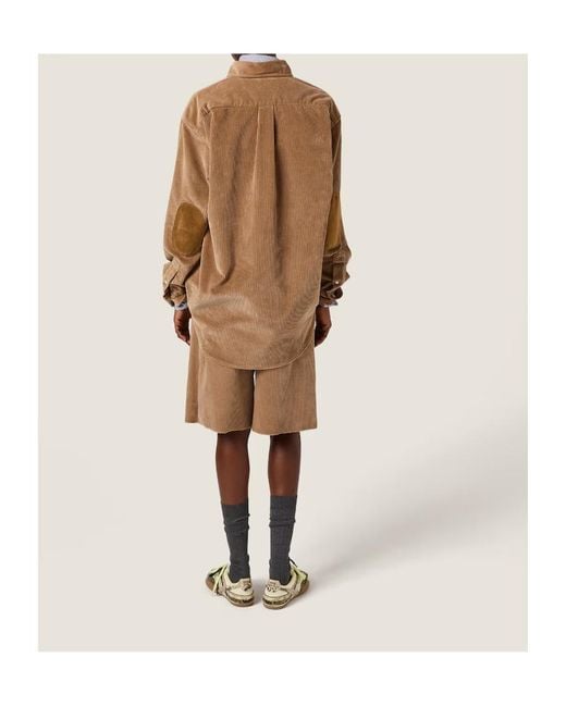 Miu Miu Brown Corduroy And Suede Shirt
