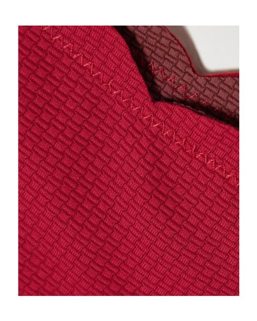 Marysia Swim Red Reversible Scalloped Seersucker Bikini Briefs