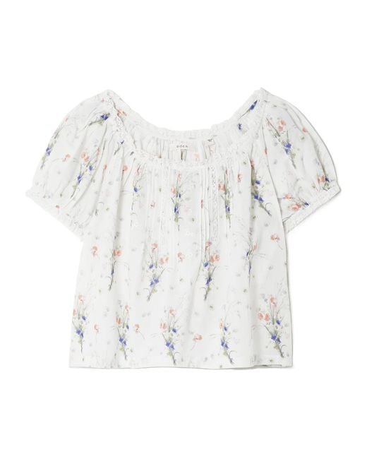 Doen White Frederica Lace-Trimmed Shirt
