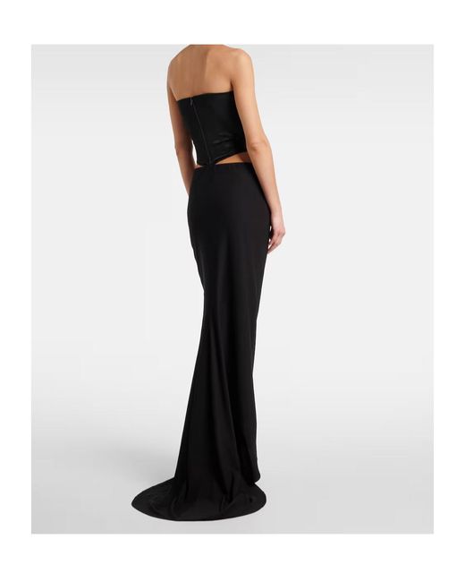 Magda Butrym Black Draped Silk-Blend Satin Corset