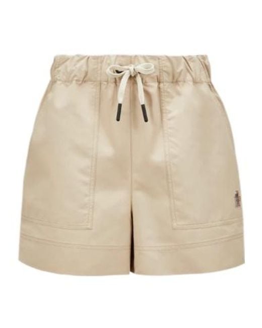 Moncler Natural Grenoble Logo Patch Drawstring Shorts