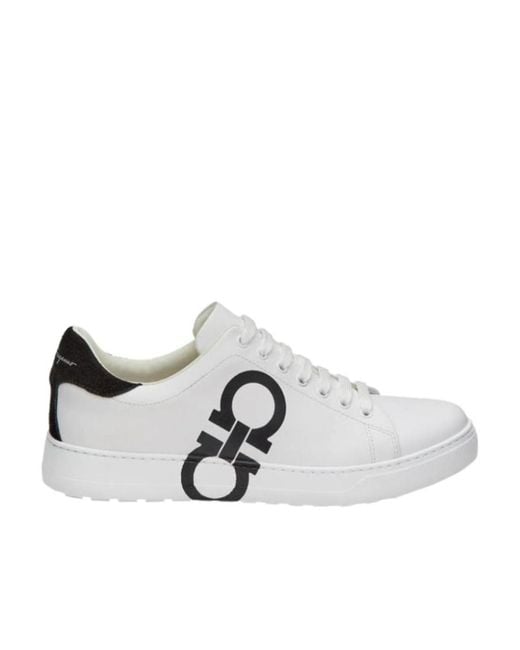 Ferragamo Metallic Gancini-Print Leather Sneakers for men