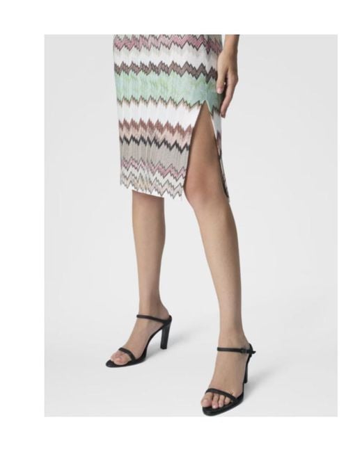Missoni Gray Side Slit Lamé Midi Skirt