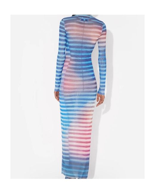Jean Paul Gaultier Blue Gradient Mesh Long Dress