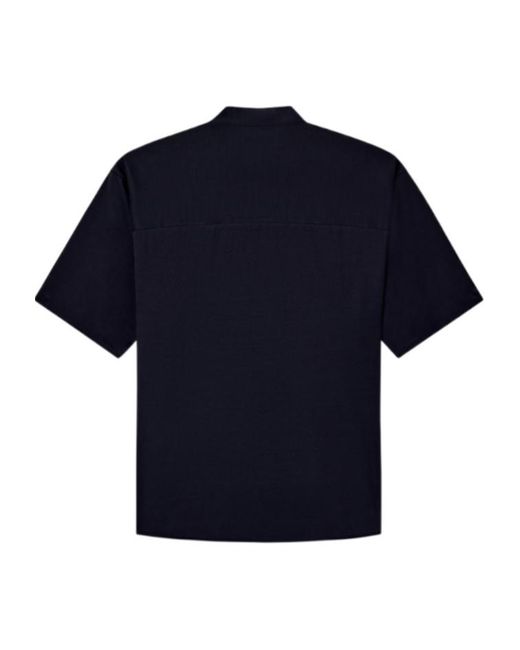 Emporio Armani Blue Cotton Short-Sleeve Shirt for men