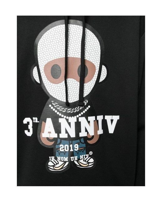 Ih Nom Uh Nit Black Signature Print Hoodie for men