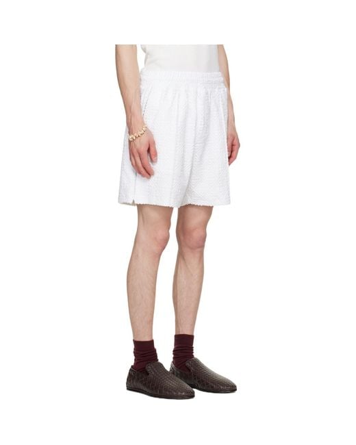 Casablanca White Monogram-Jacquard Shorts for men