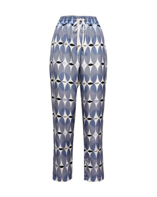 Lorena Antoniazzi Blue Graphic-Printed Straight Leg Trousers