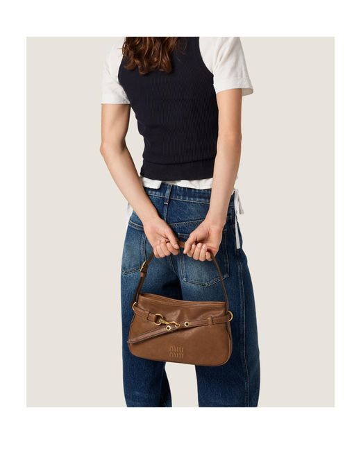 Miu Miu Brown Aventure Nappa Leather Bag