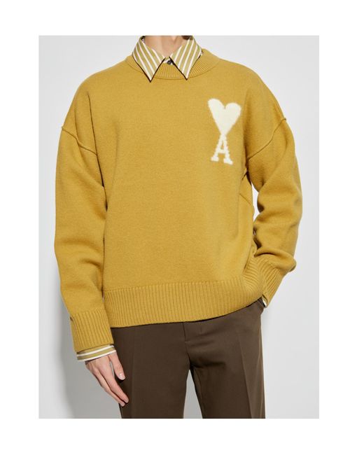AMI Yellow Ami Ami De Coeur Crewneck Jumper