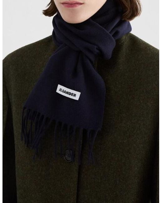 Jil Sander Blue Slim Wool Scarf for men