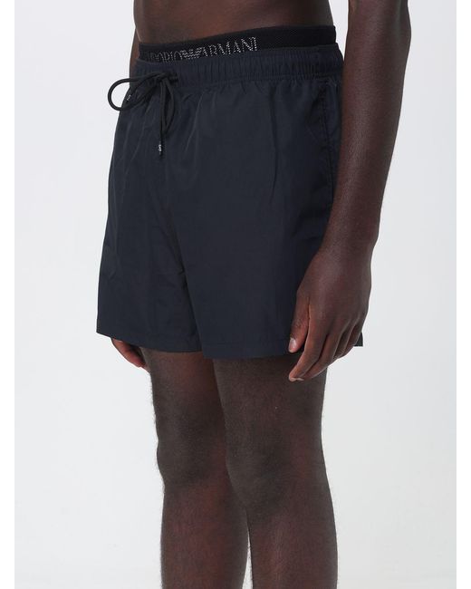 EA7 Black Logo-Detail Drawstring Swim Shorts for men