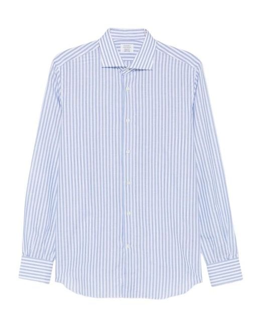 Mazzarelli Blue Striped Shirt for men