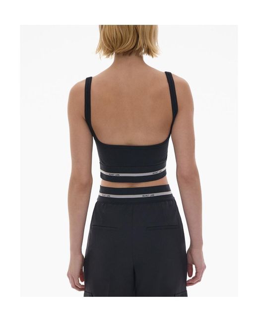 Helmut Lang Blue Logo Band Cropped Top