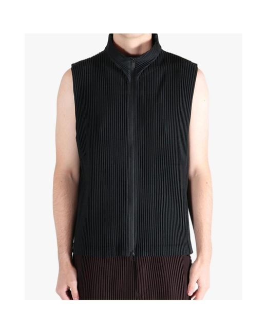 Homme Plissé Issey Miyake Black Homme Plissé Issey Miyake Zip-Up Pleated Gilet for men