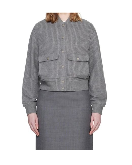 Mackage Gray Juniper-K Brushed Knit Bomber Jacket