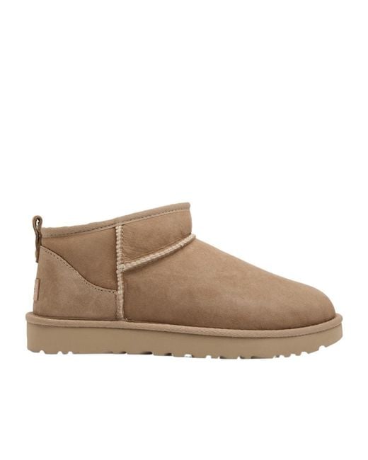 Ugg Brown Classic Ultra Mini Suede Ankle Boots