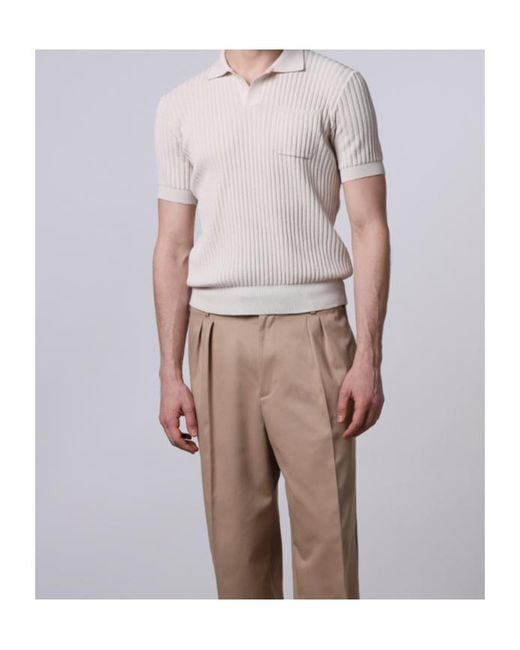 Roberto Collina White Ribbed Pocket Polo Shirt for men