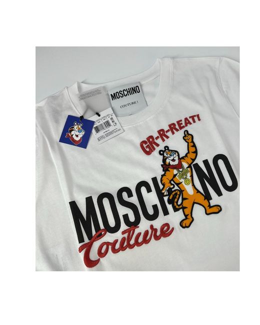 Moschino Gray Logo Printed Short Sleeved T-Shirt