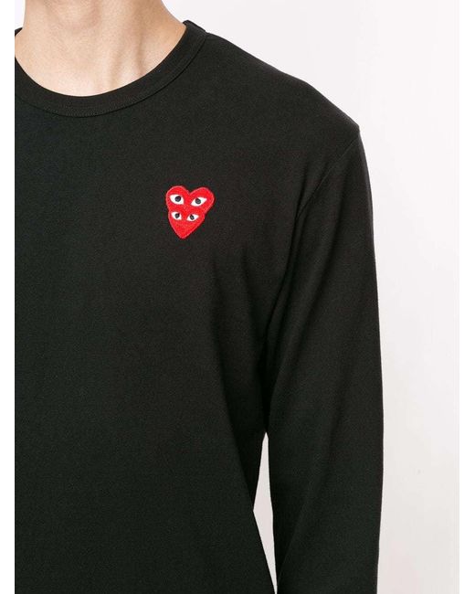 COMME DES GARÇONS PLAY Black Embroidered Logo T-Shirt for men