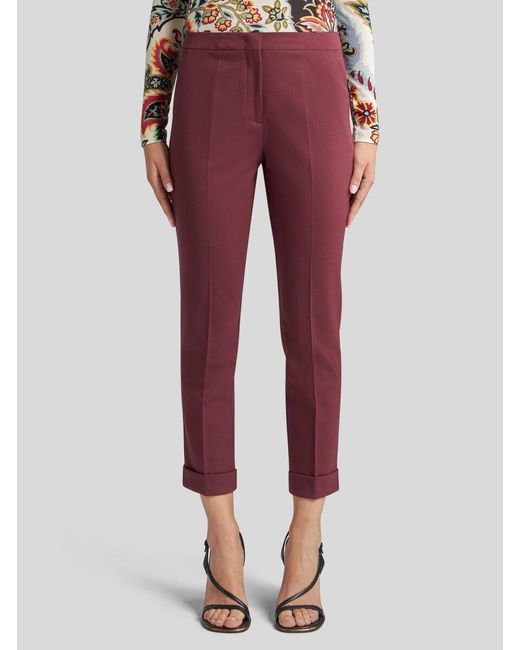 Etro Red Cropped Stretch Trousers