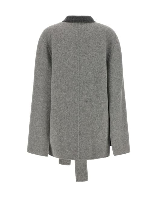 Alberta Ferretti Gray Belted Cape Cardigan