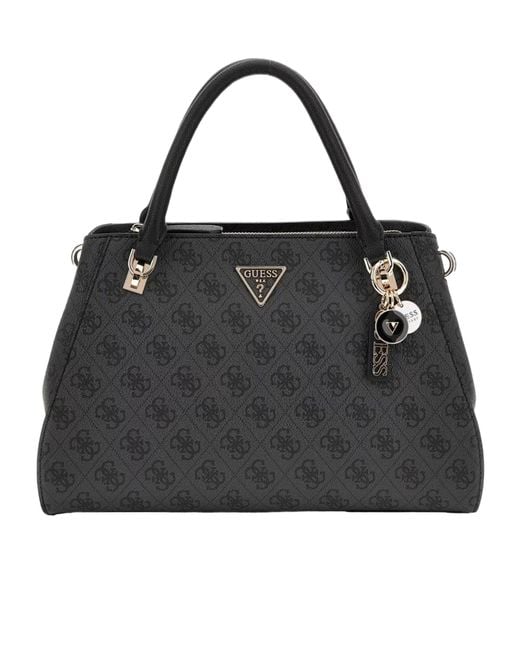 Guess Black Monogram Charm Satchel
