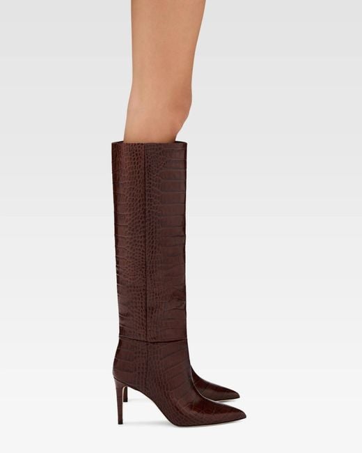 Paris Texas Brown Stiletto 85 Embossed Knee-High Boots