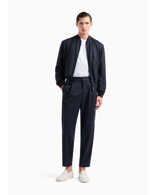 Giorgio Armani Blue Tapered Leg Cropped Trousers for men