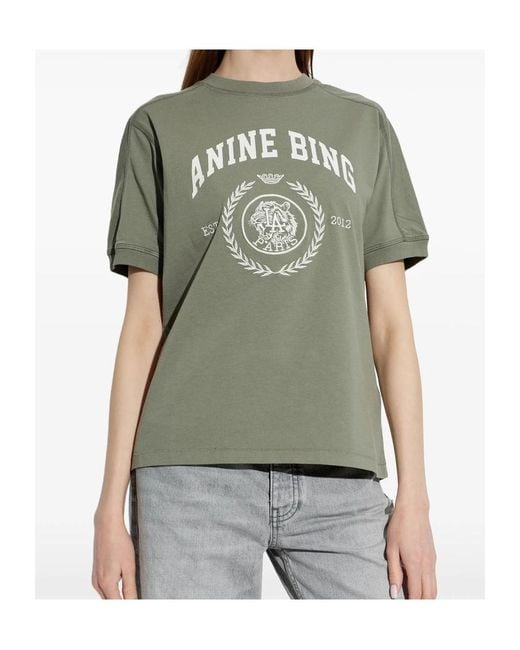 Anine Bing Green Graphic T-Shirt