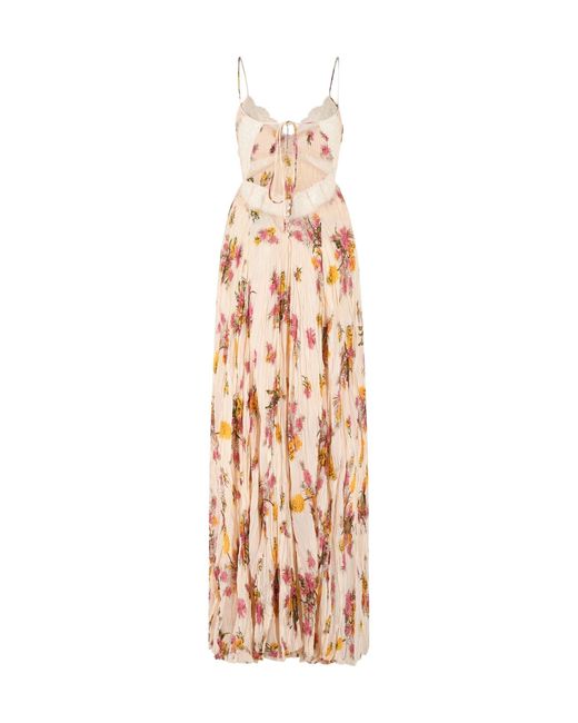 Blumarine Metallic Georg Pleated Maxi Dress