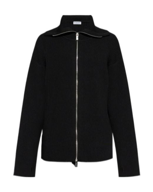 Burberry Black Ribbed-Knit Zip-Up Cardigan for men