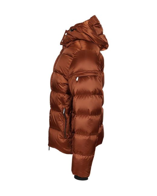 Moorer Brown Hooded Quilted Jacket for men