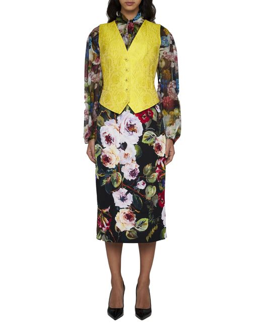 Dolce & Gabbana Yellow Jacquard Cotton-Blend Waistcoat