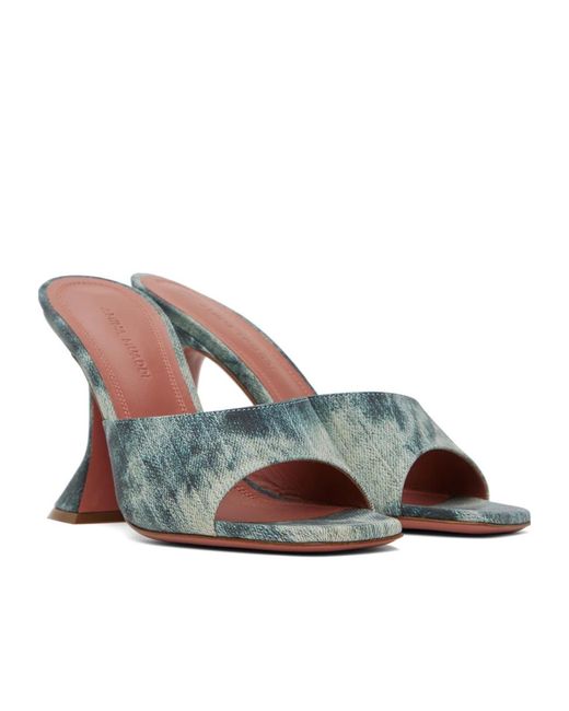 AMINA MUADDI Blue Lupita Square-Toed Heels Sandals