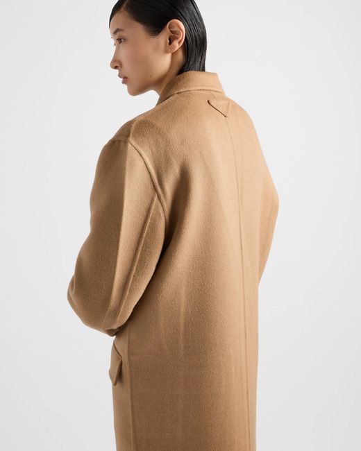 Prada Natural Single-Breasted Long Coat