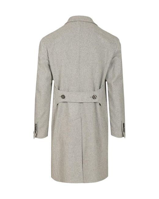 Tagliatore Gray Double-Breasted Patch-Pocket Coat for men