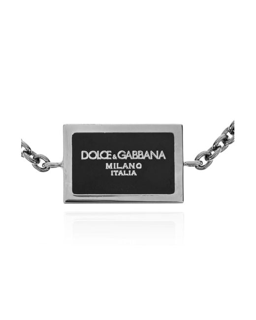 Dolce & Gabbana Metallic Logo Plaque Cable-Link Chain Bracelet for men