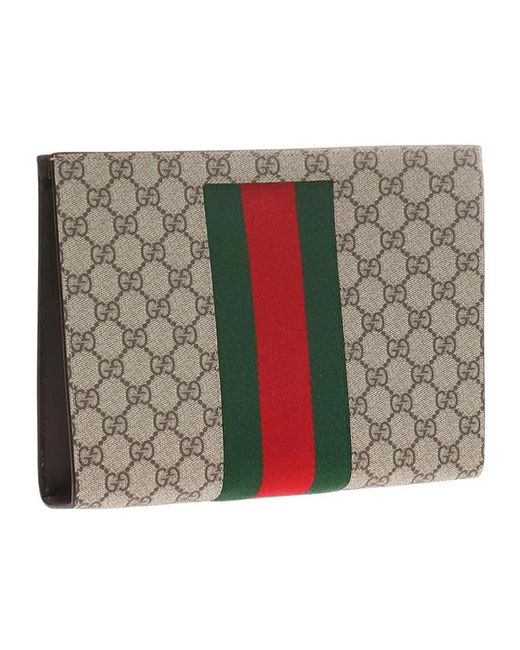 Gucci Multicolor Logo Striped Web Clutch for men