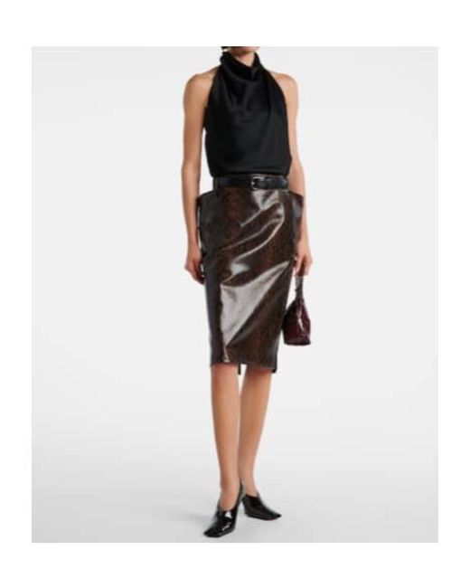 Stella McCartney Brown Snake-Effect Midi Skirt