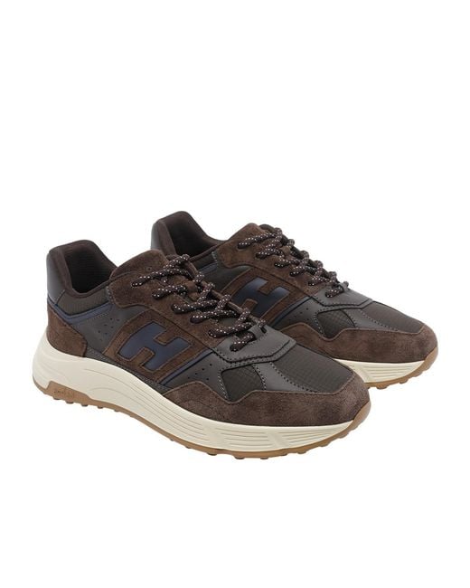 Hogan Black Hyperlight Suede-Panel Sneakers for men
