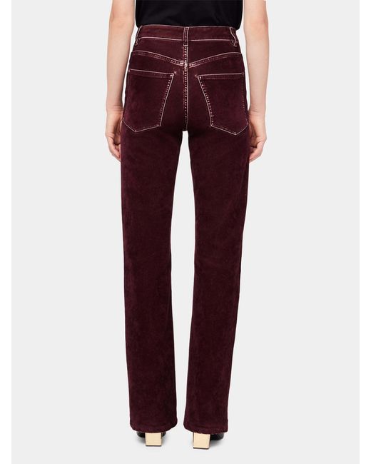 Rabanne Red High-Waist Straight-Leg Velvet Trousers