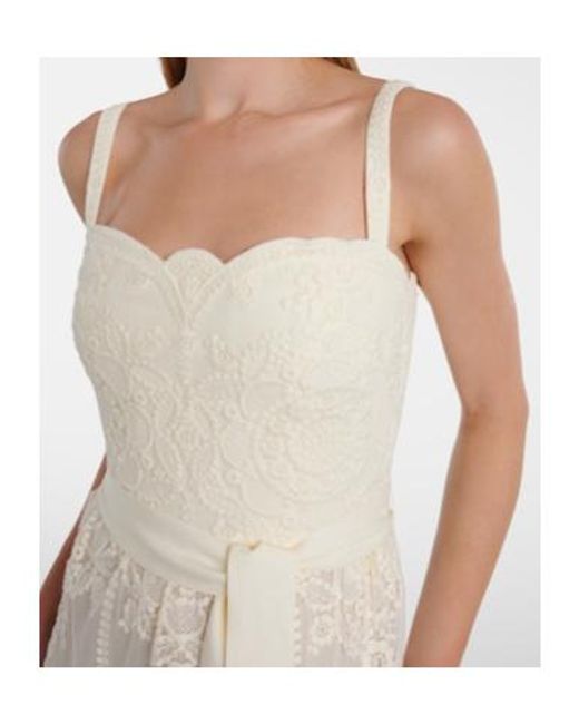 Elie Saab White Embroidered Tulle Bustier Gown