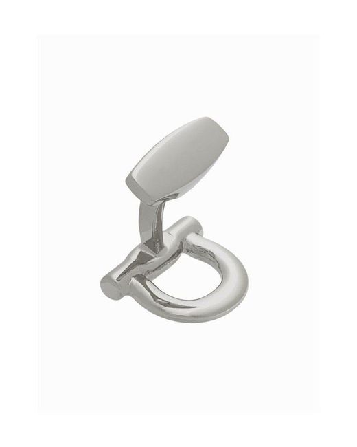 Ferragamo Metallic Ferragamo Logo Engraved Cufflinks for men