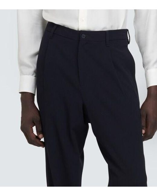 Giorgio Armani Blue Pure Wool Casual Pants for men