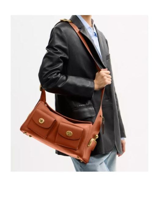 COACH Brown Turnlock Haversack Bag