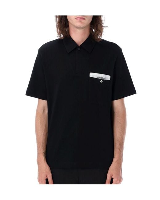 Palm Angels Black Sartorial Tape Short Sleeved Polo Shirt for men